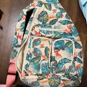 Vera Bradley Tropical Print Backpack - Cream and Teal
